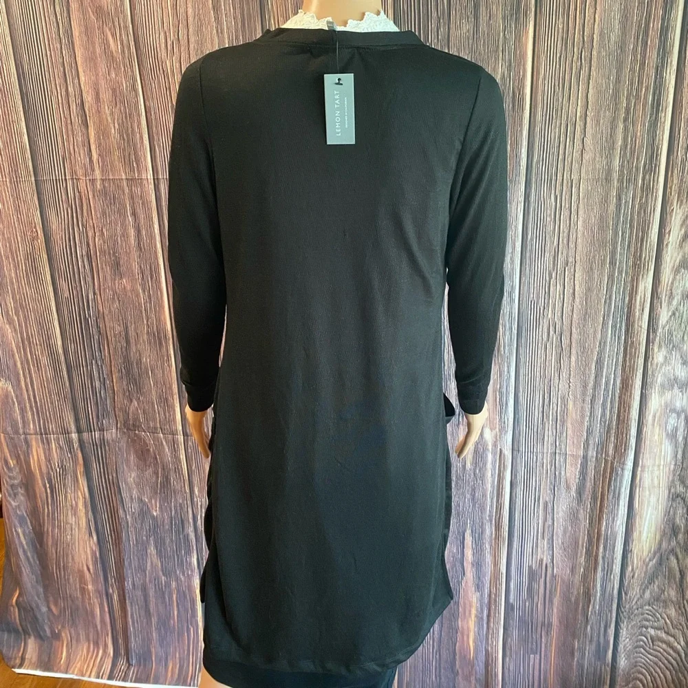 Lemon Tart size XS long black light weight contemporary basic cardigan